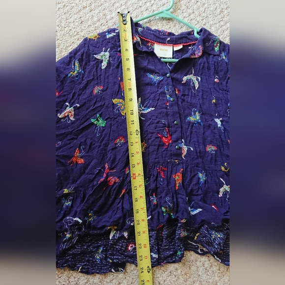 Anthropologie Maeve navy blue and colorful butterfly Blouse size M - Picture 12 of 12